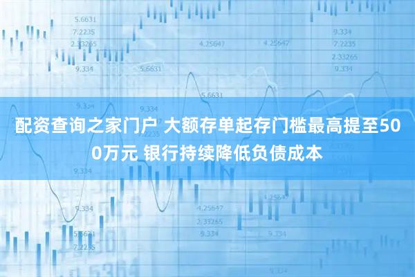 配资查询之家门户 大额存单起存门槛最高提至500万元 银行持续降低负债成本